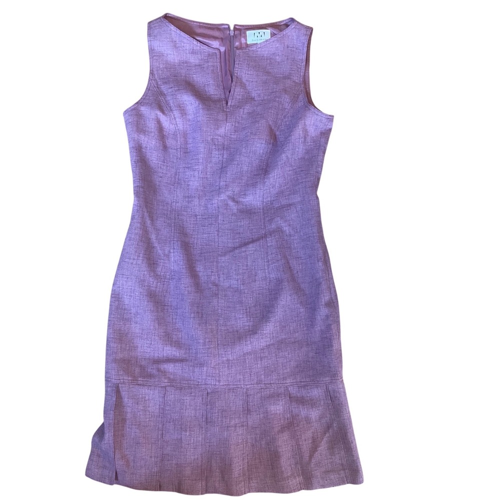 Vintage lined David Meister lilac pleated sheath dress size 12